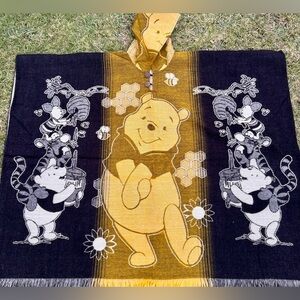 Winnie the Pooh adult size alpaca poncho, unisex,onesize,handcrafted in Ecuador